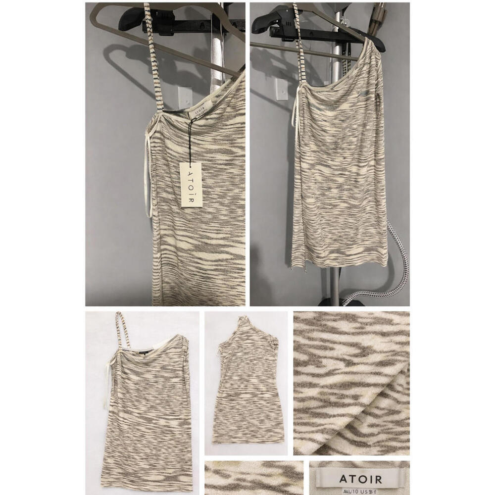 Atoir On Time Dress AU 10 US 6 One Shoulder Cookies Cream Abstract Mini
